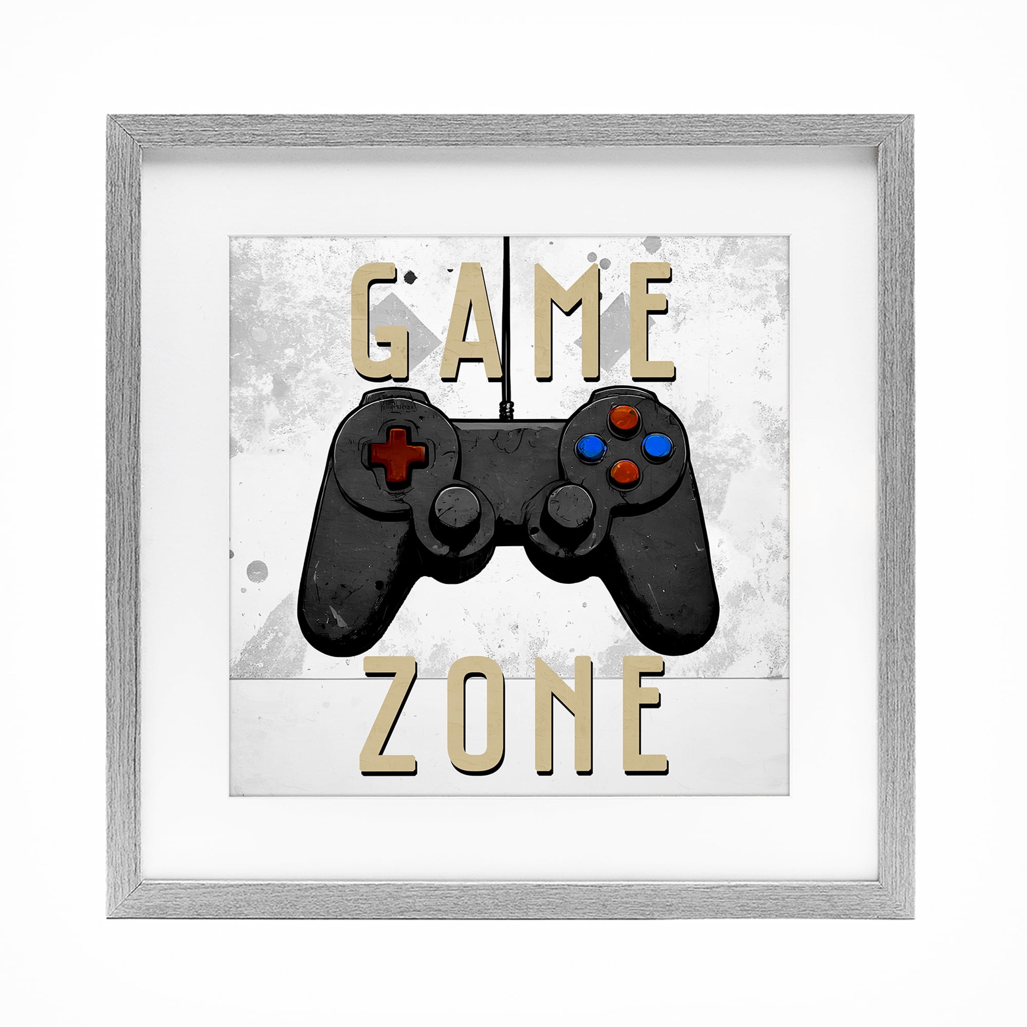 Stupell Industries Game Zone Control Gray Framed Print Under Glass, design by Kim Allen