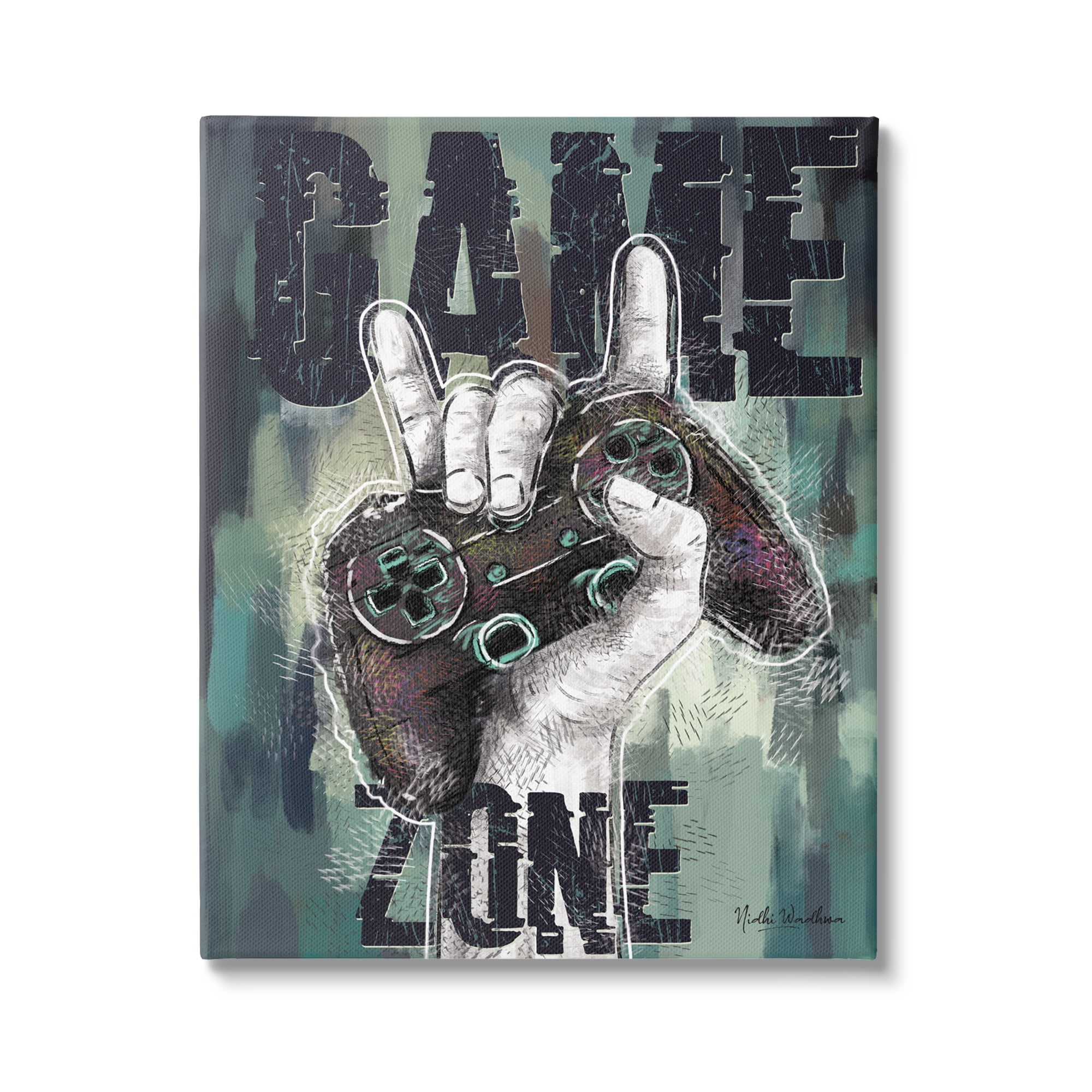 Stupell Industries Game Zone Controller Typography Painting Gallery Wrapped Canvas Art Print Wall Art, 30 x 40