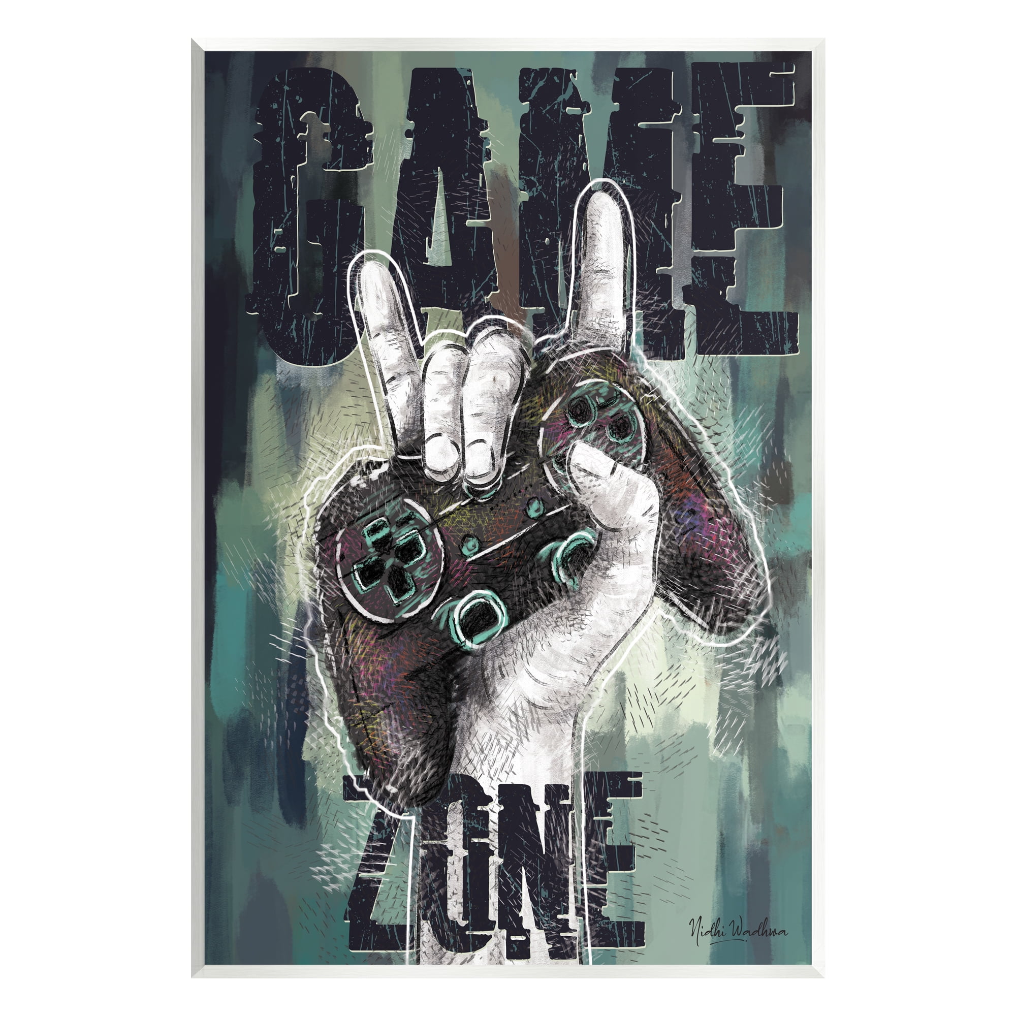 Stupell Industries Game Zone Controller Typography Painting Unframed Art Print Wall Art, 13 x 19