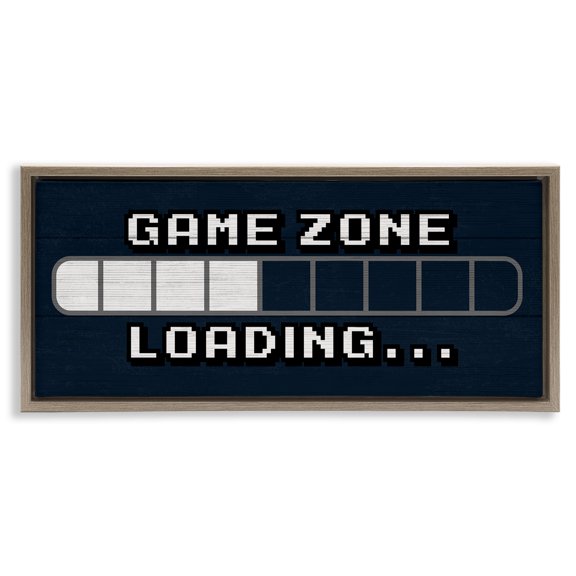 Stupell Industries Game Zone Loading Pixels Art for Kids Painting Brown Floater Framed Canvas Art Print Wall Art, 25 x 11