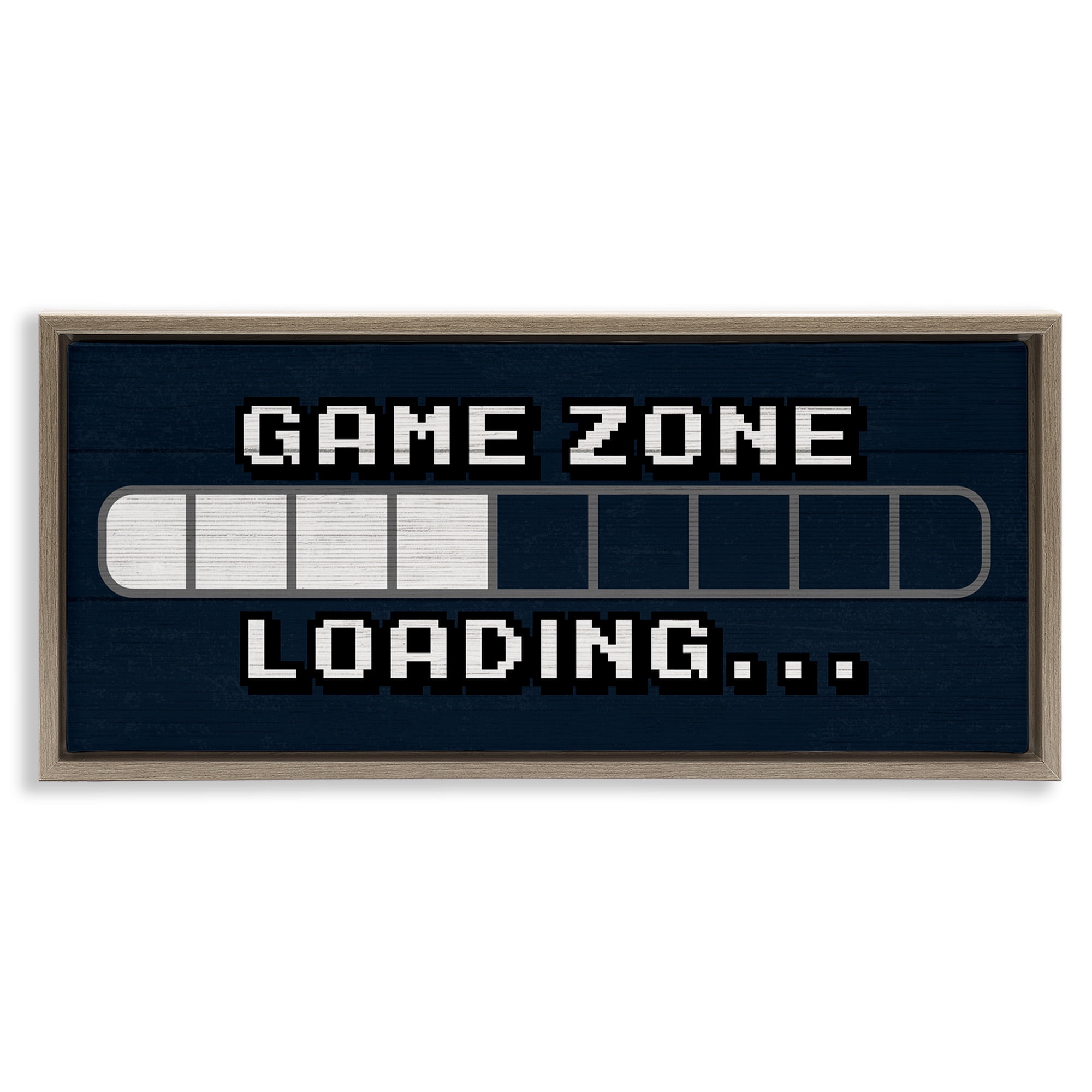 Stupell Industries Game Zone Loading Pixels Art for Kids Painting Brown Floater Framed Canvas Art Print Wall Art, 31 x 14