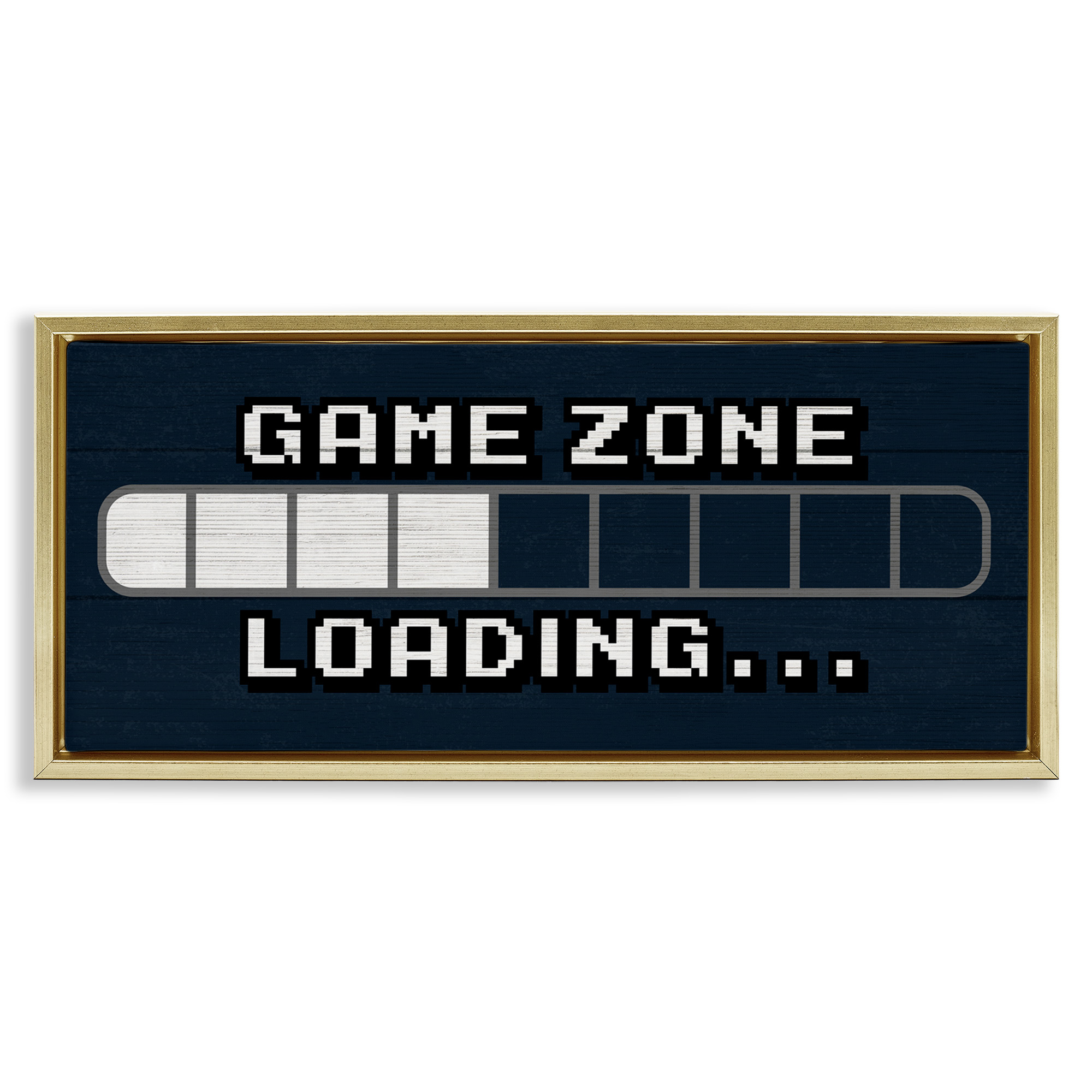 Stupell Industries Game Zone Loading Pixels Art for Kids Painting Gold Floater Framed Canvas Art Print Wall Art, 31 x 14