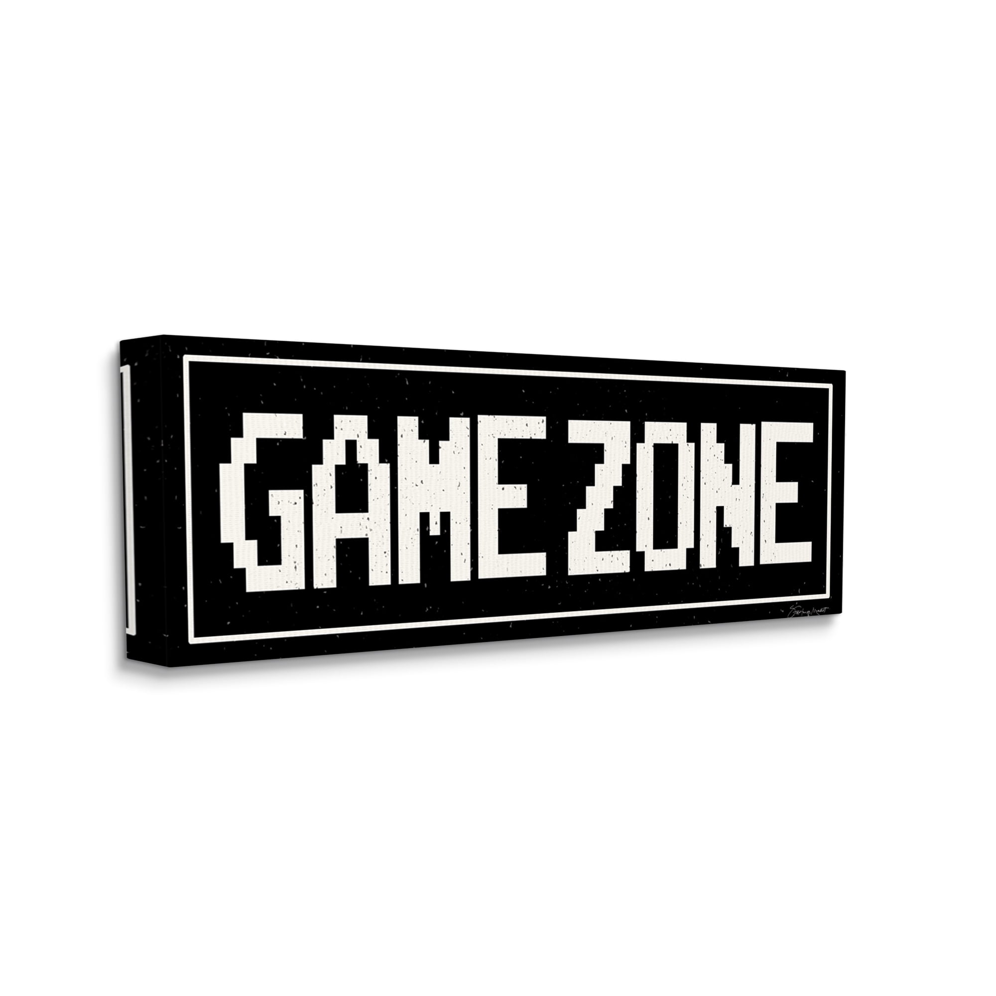 Stupell Industries Game Zone Phrase Minimal Retro Arcade Typography Abstract Painting Gallery Wrapped Canvas Art Print Wall Art, 13 x 30