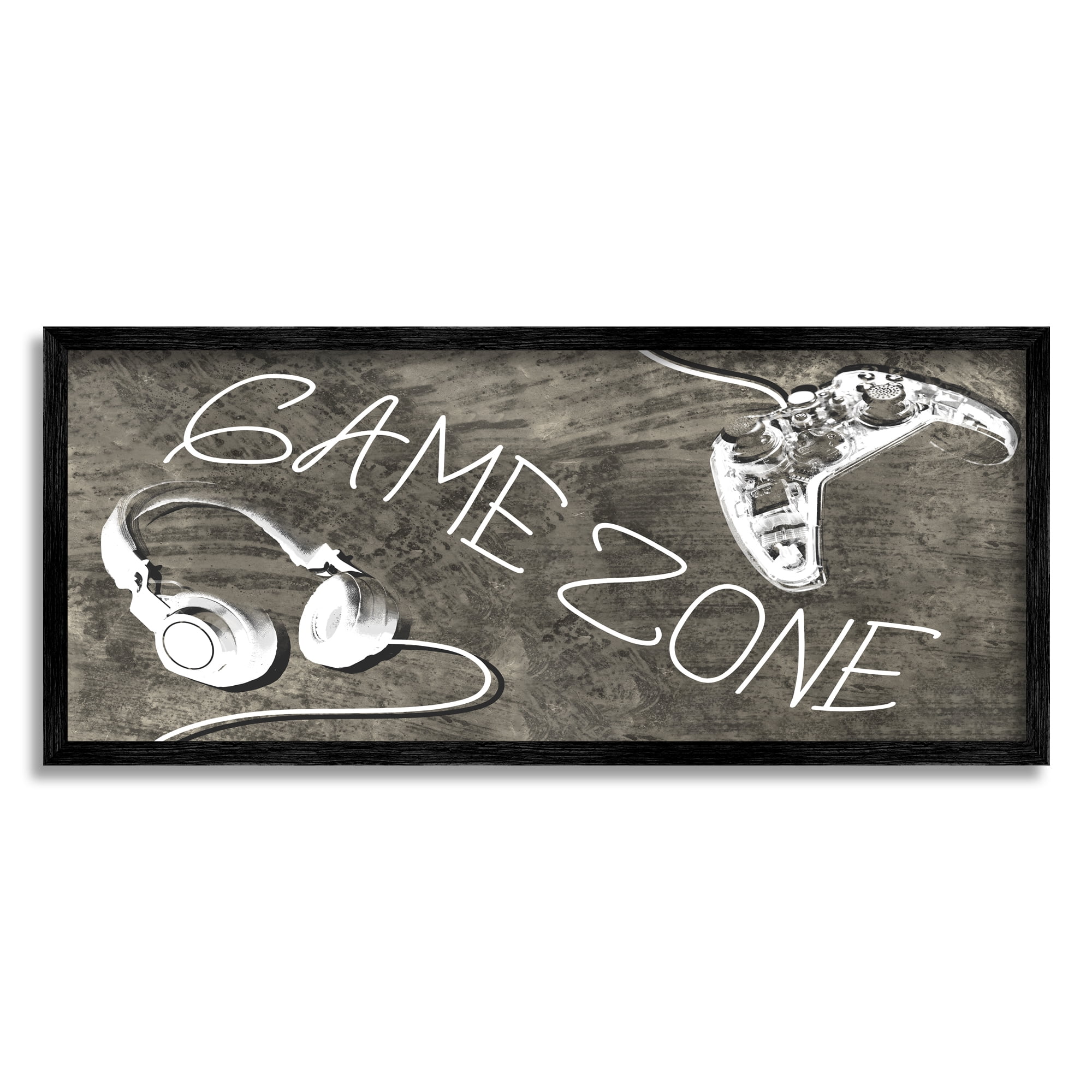 Stupell Industries Game Zone Phrase Music Headset Video Game Controller, 30 x 13, Design by Daphne Polselli