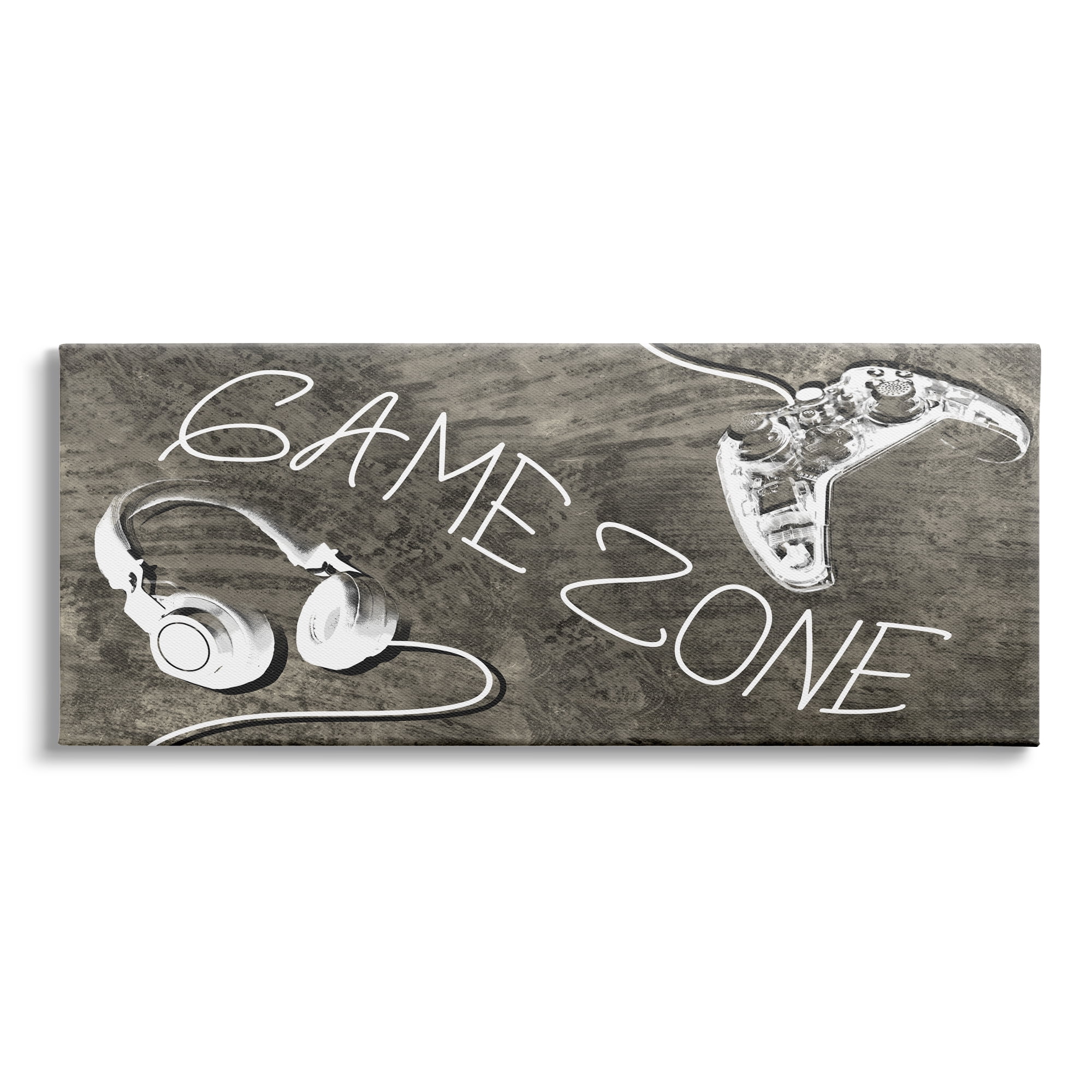 Stupell Industries Game Zone Phrase Music Headset Video Game Controller, 40 x 17, Design by Daphne Polselli