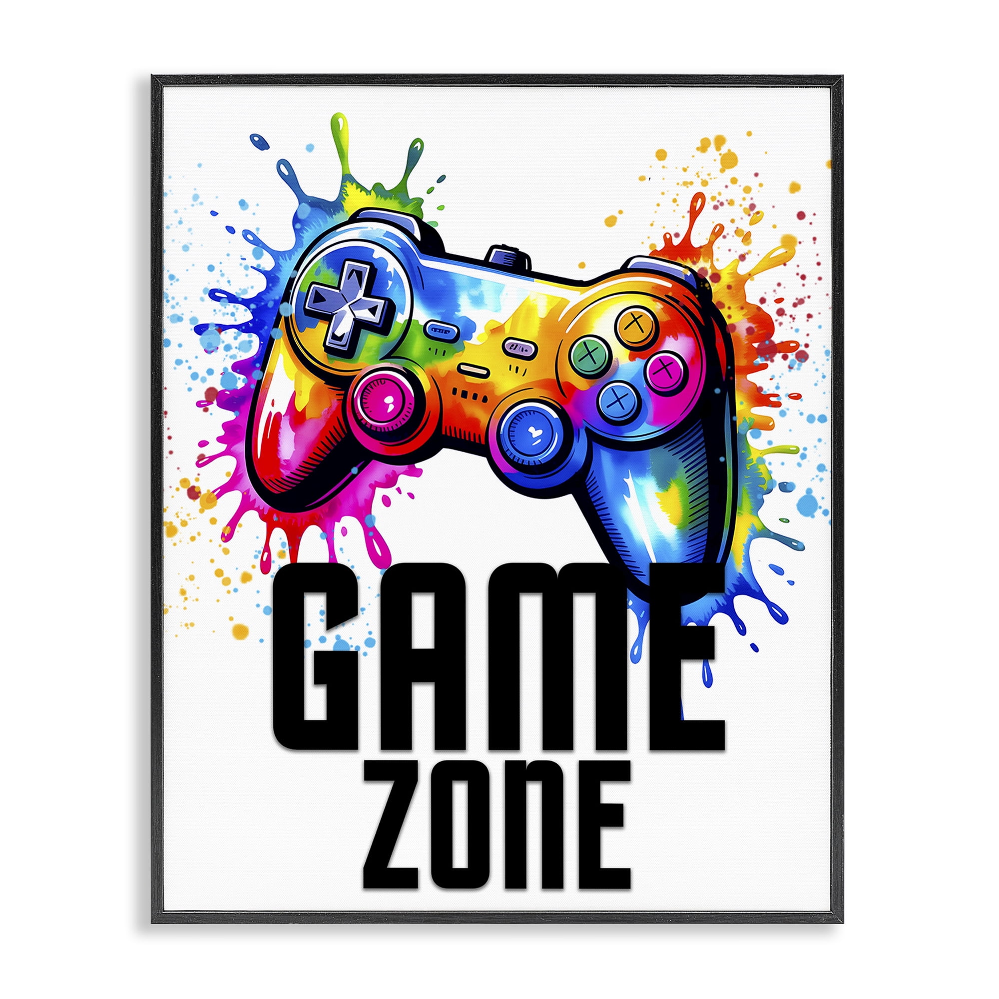 Stupell Industries Game Zone Splash Black Framed Giclee Art, design by Kim Allen