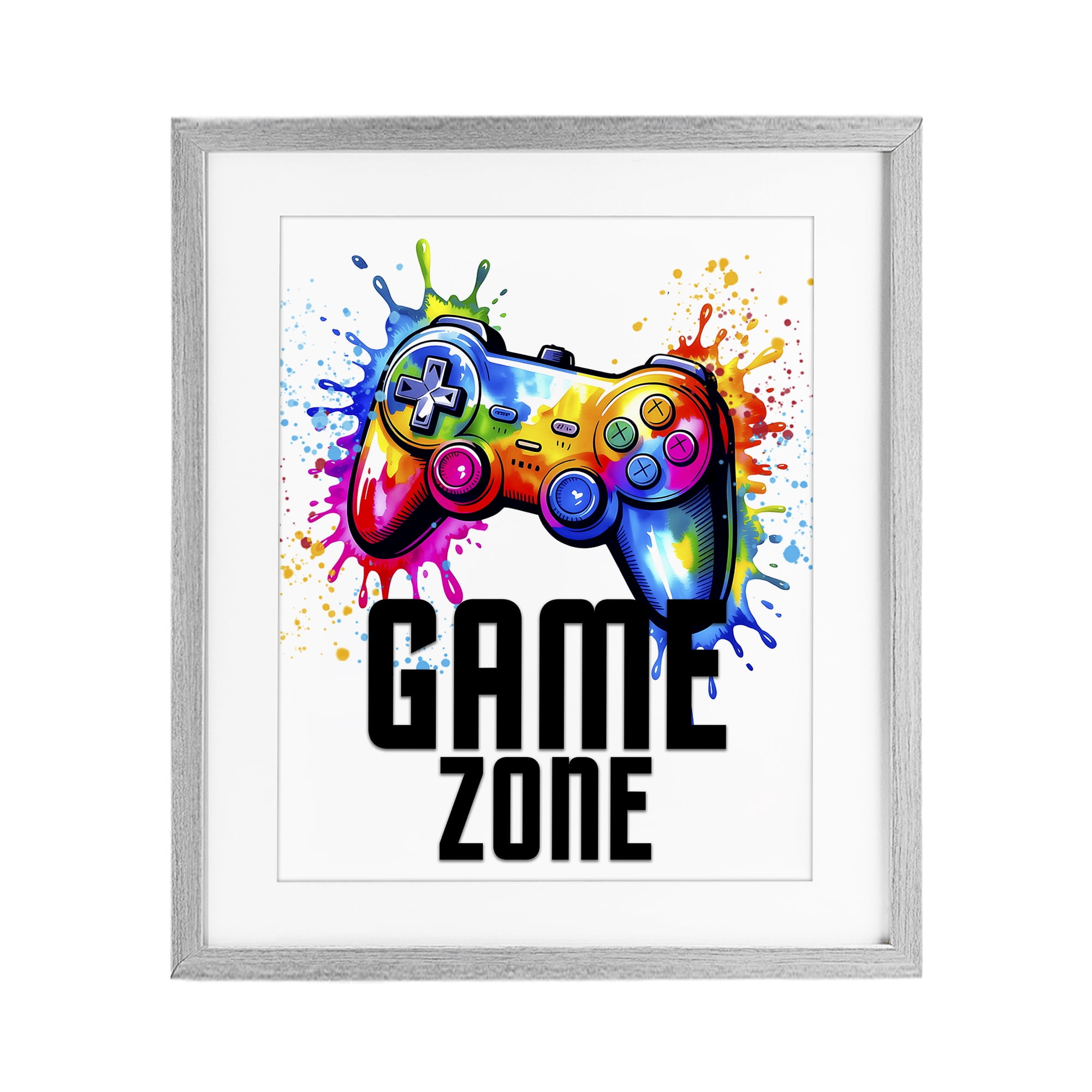 Stupell Industries Game Zone Splash Gray Framed Print Under Glass, design by Kim Allen