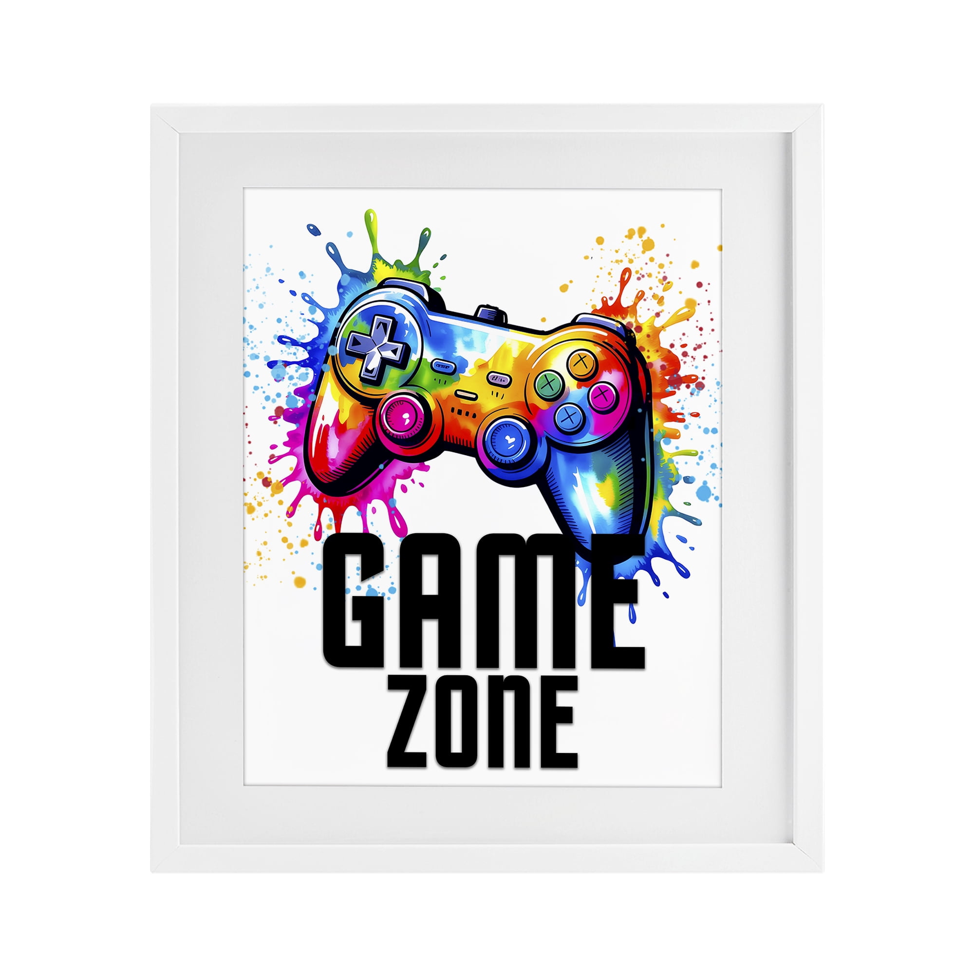 Stupell Industries Game Zone Splash White Framed Print Under Glass, design by Kim Allen