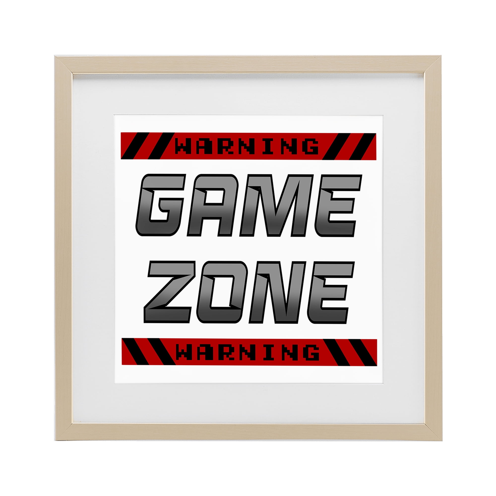 Stupell Industries Game Zone Warning Birch Framed Print Under Glass, design by Marcus Prime