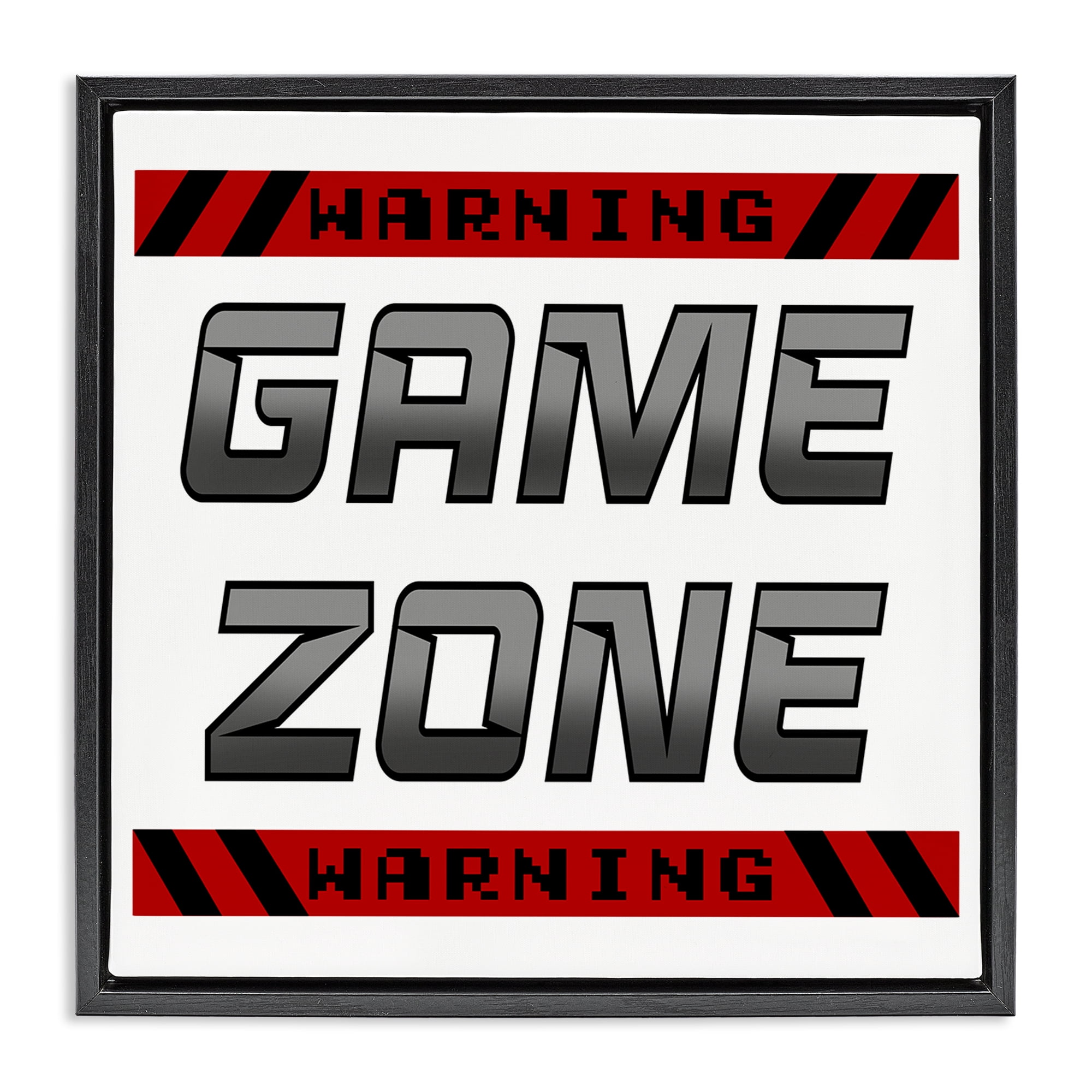 Stupell Industries Game Zone Warning Black Framed Floater Canvas Wall Art, design by Marcus Prime