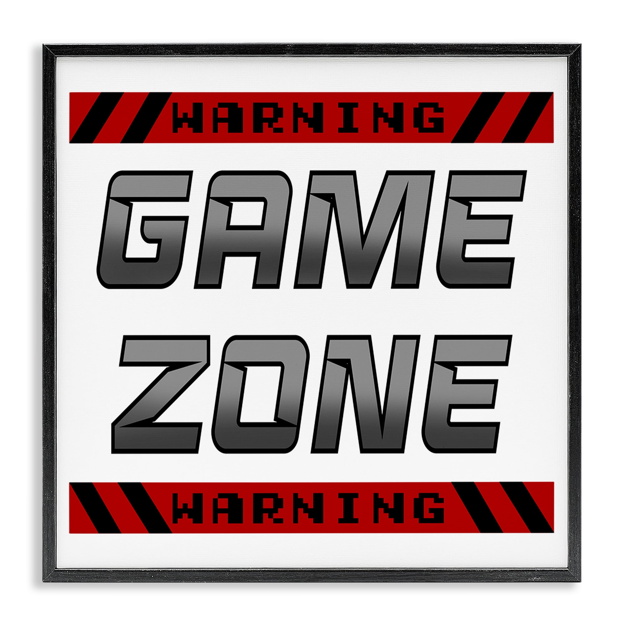 Stupell Industries Game Zone Warning Black Framed Giclee Art, design by Marcus Prime