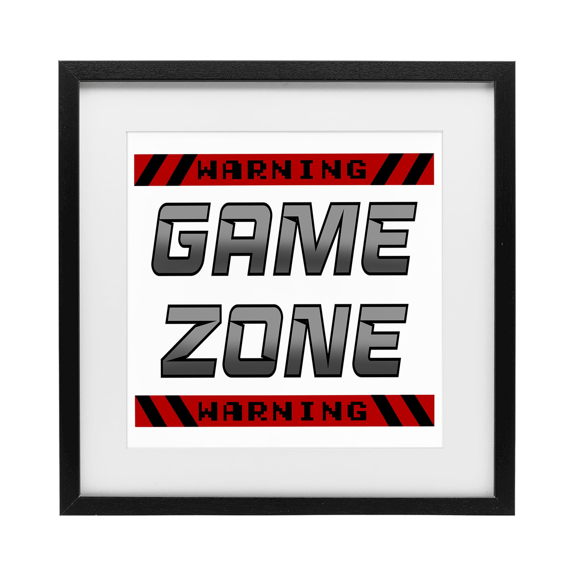 Stupell Industries Game Zone Warning Black Framed Print Under Glass, design by Marcus Prime