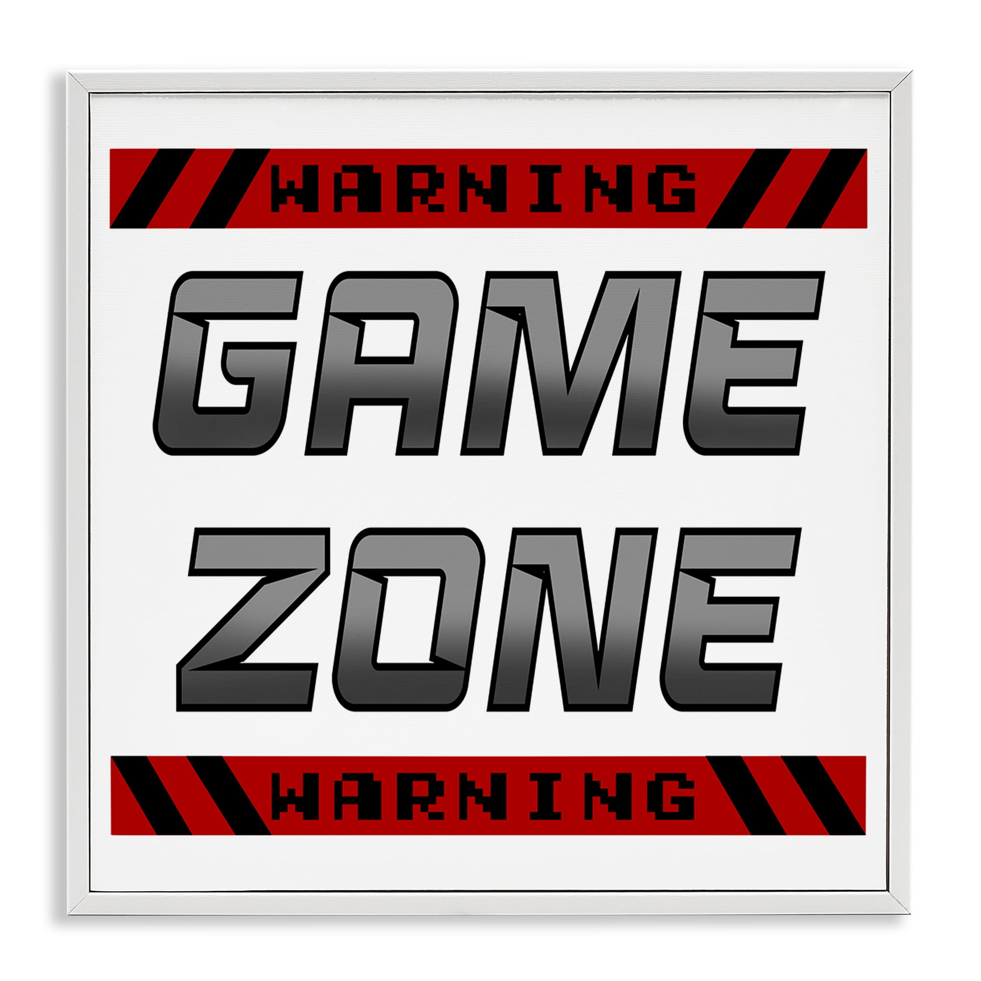 Stupell Industries Game Zone Warning White Framed Giclee Art, design by Marcus Prime
