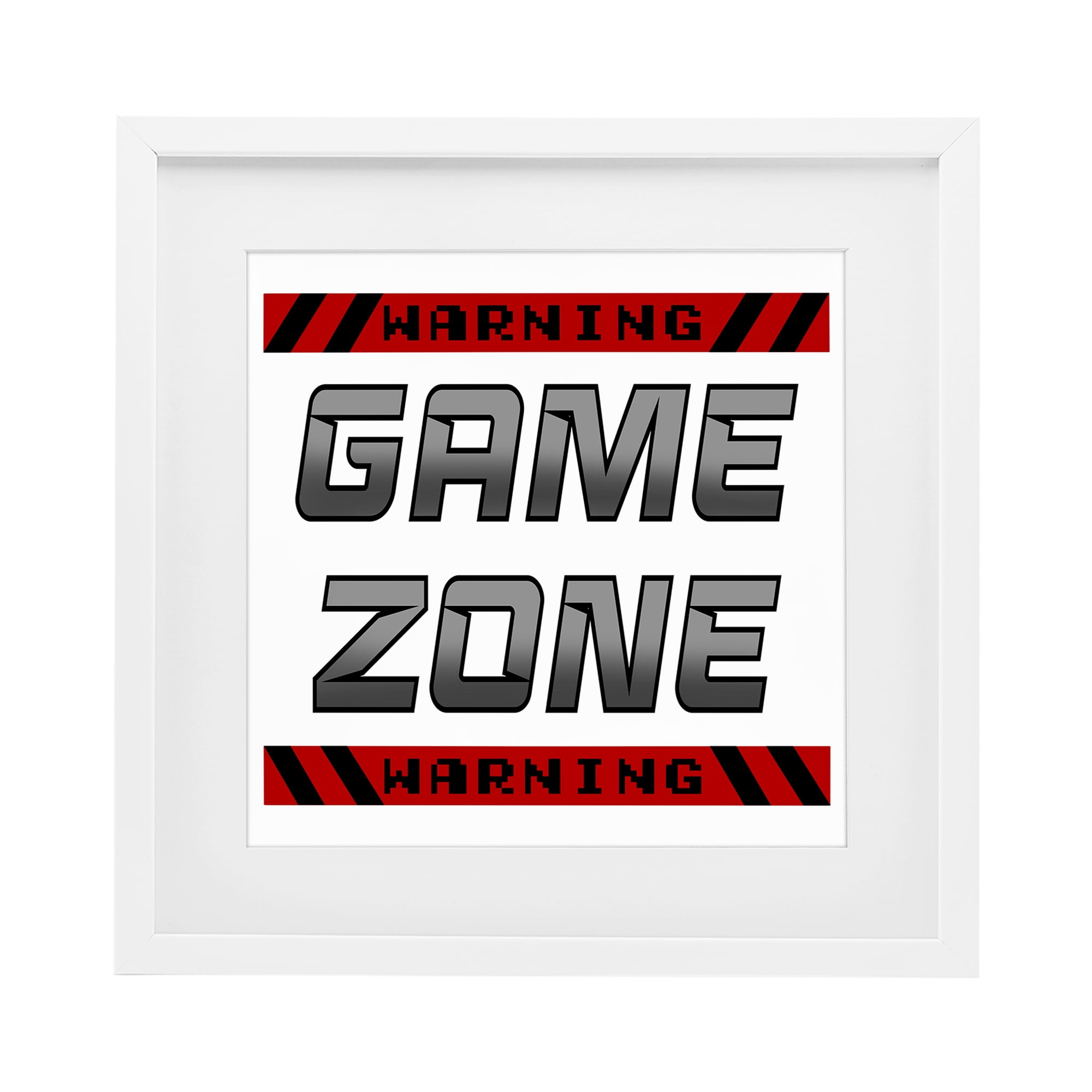 Stupell Industries Game Zone Warning White Framed Print Under Glass, design by Marcus Prime