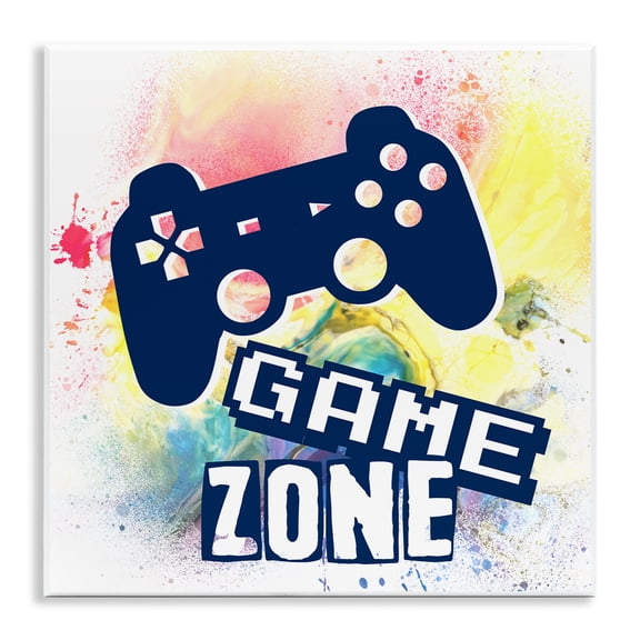 Stupell Industries Game Zone on Modern Splatter Quotes and Sayings Painting Unframed Art Print Wall Art, 12 x 12