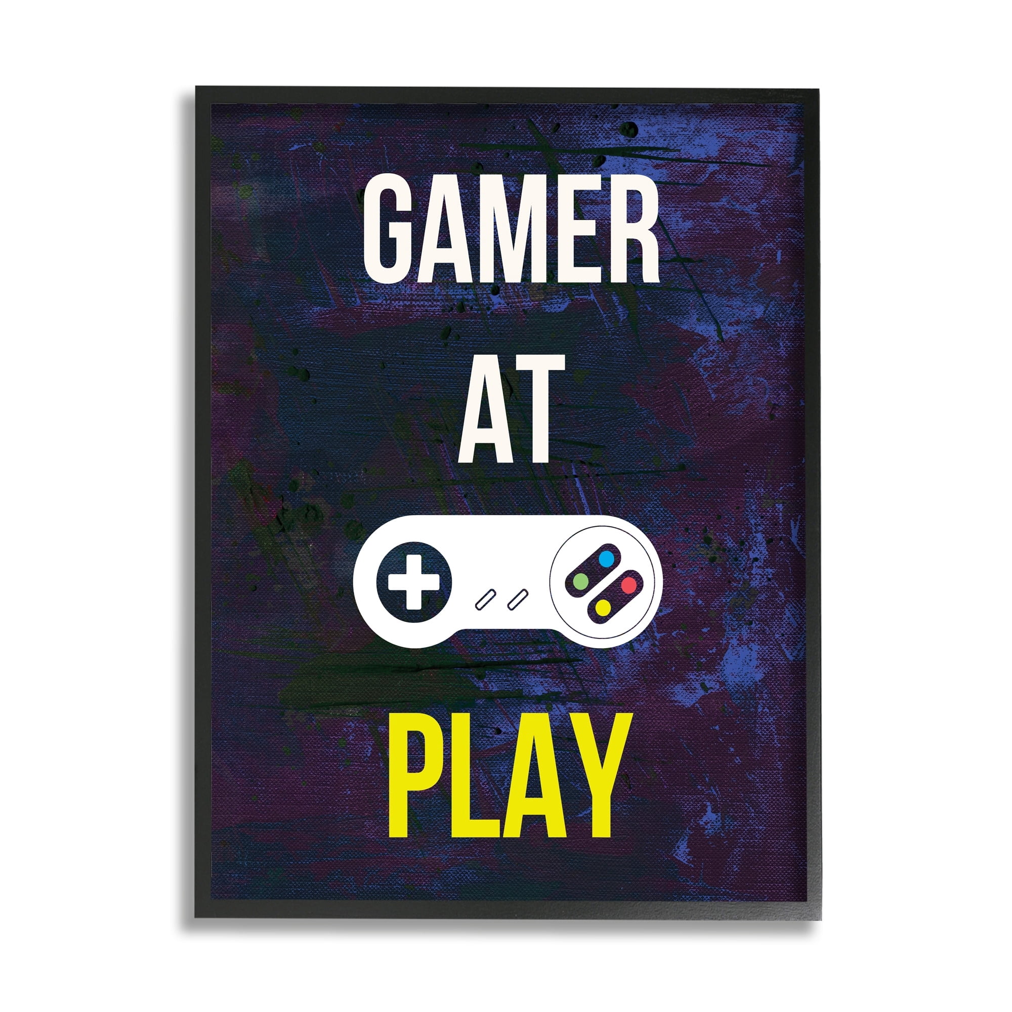 Stupell Industries Gamer At Play Vivid Layered Background Controller Graphic Art Black Framed Art Print Wall Art, Design by Annie Warren