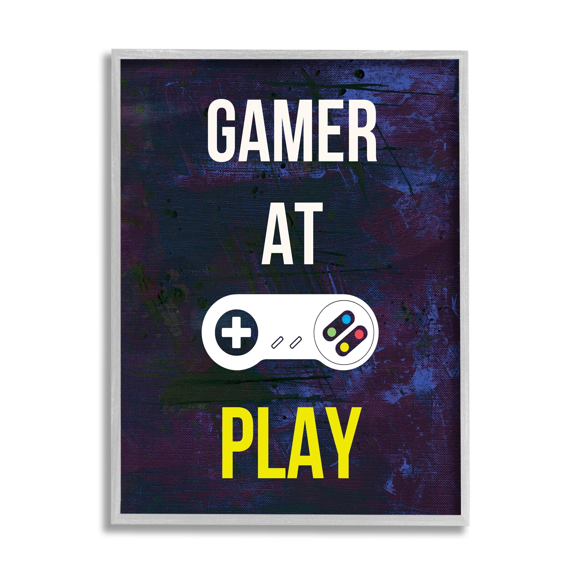 Stupell Industries Gamer At Play Vivid Layered Background Controller Graphic Art Gray Framed Art Print Wall Art, Design by Annie Warren