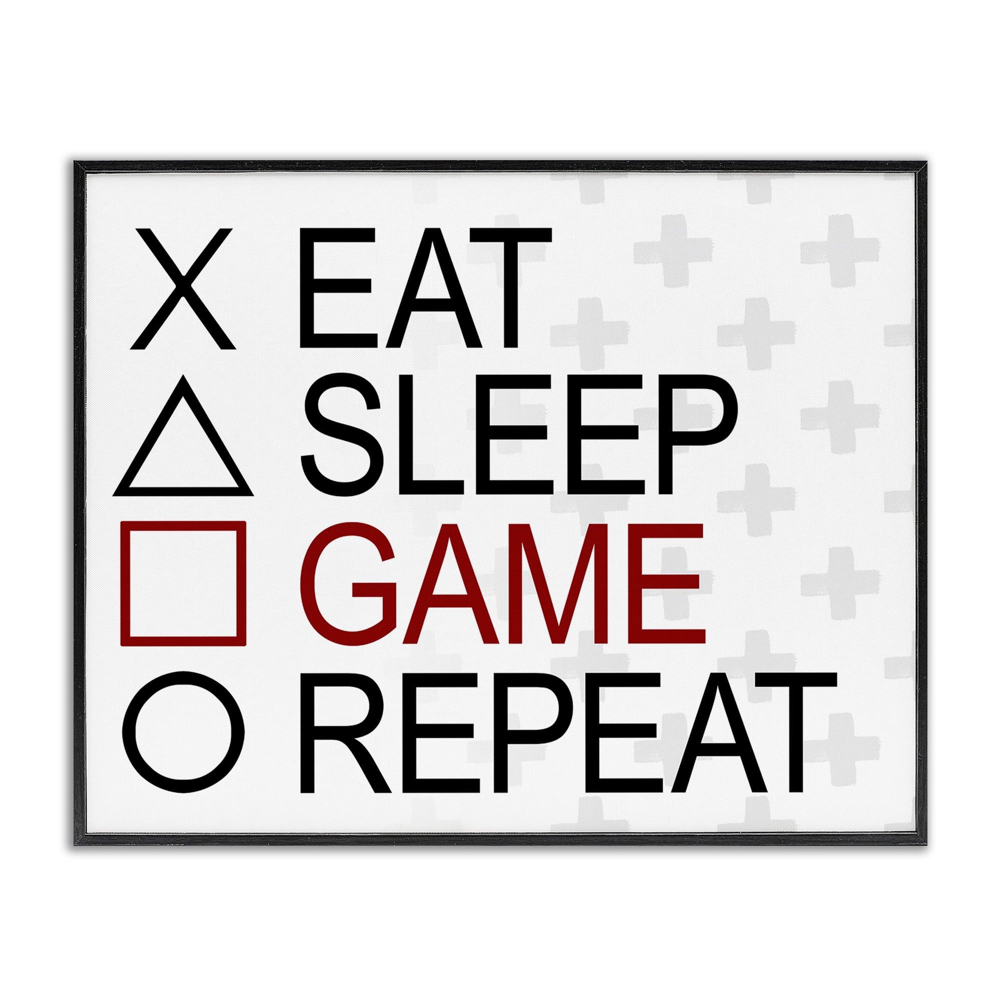 Stupell Industries Gamer Button Shapes Entertainment Painting Black Framed Art Print Wall Art, 30 x 24