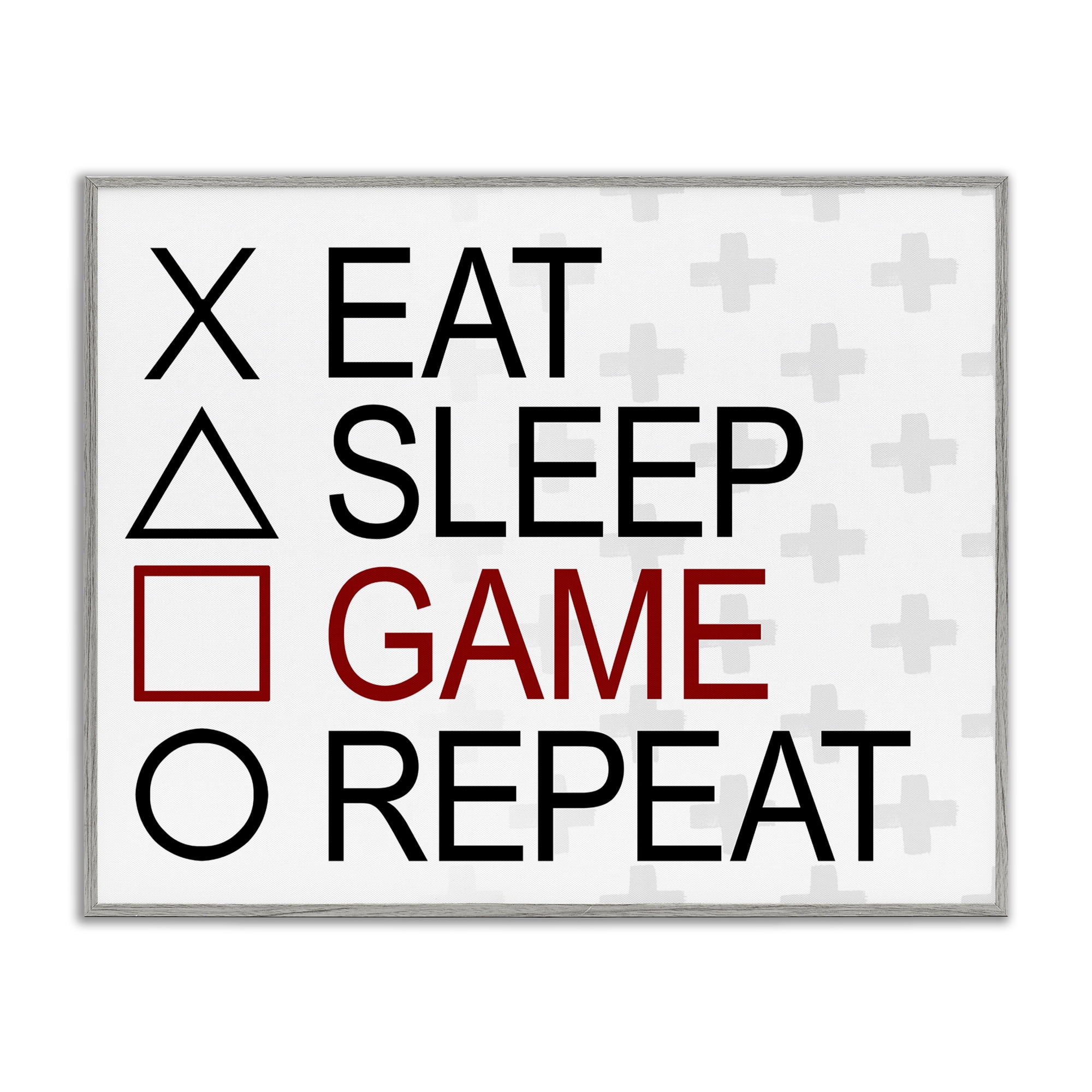 Stupell Industries Gamer Button Shapes Entertainment Painting Gray Framed Art Print Wall Art, 14 x 11