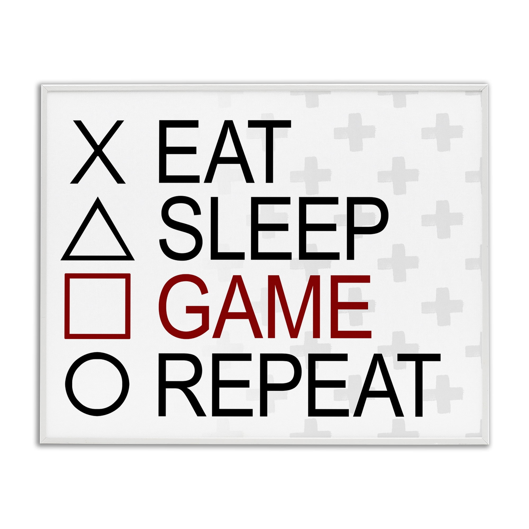 Stupell Industries Gamer Button Shapes Entertainment Painting White Framed Art Print Wall Art, 14 x 11
