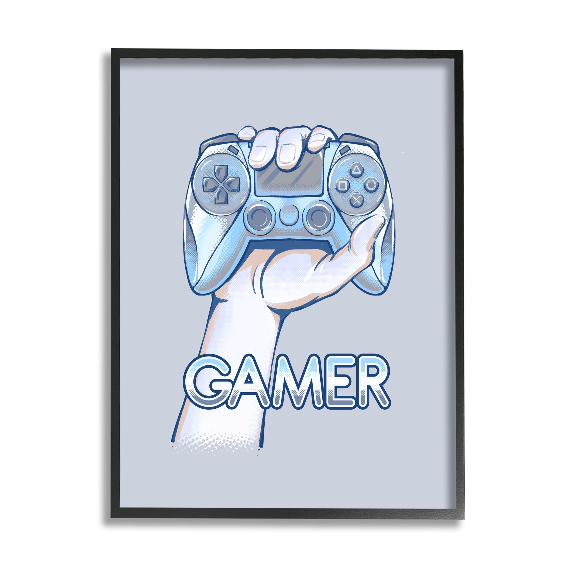 Stupell Industries Gamer Holding Blue Controller Video Games Illustration , 11 x 14, Design by Ziwei Li