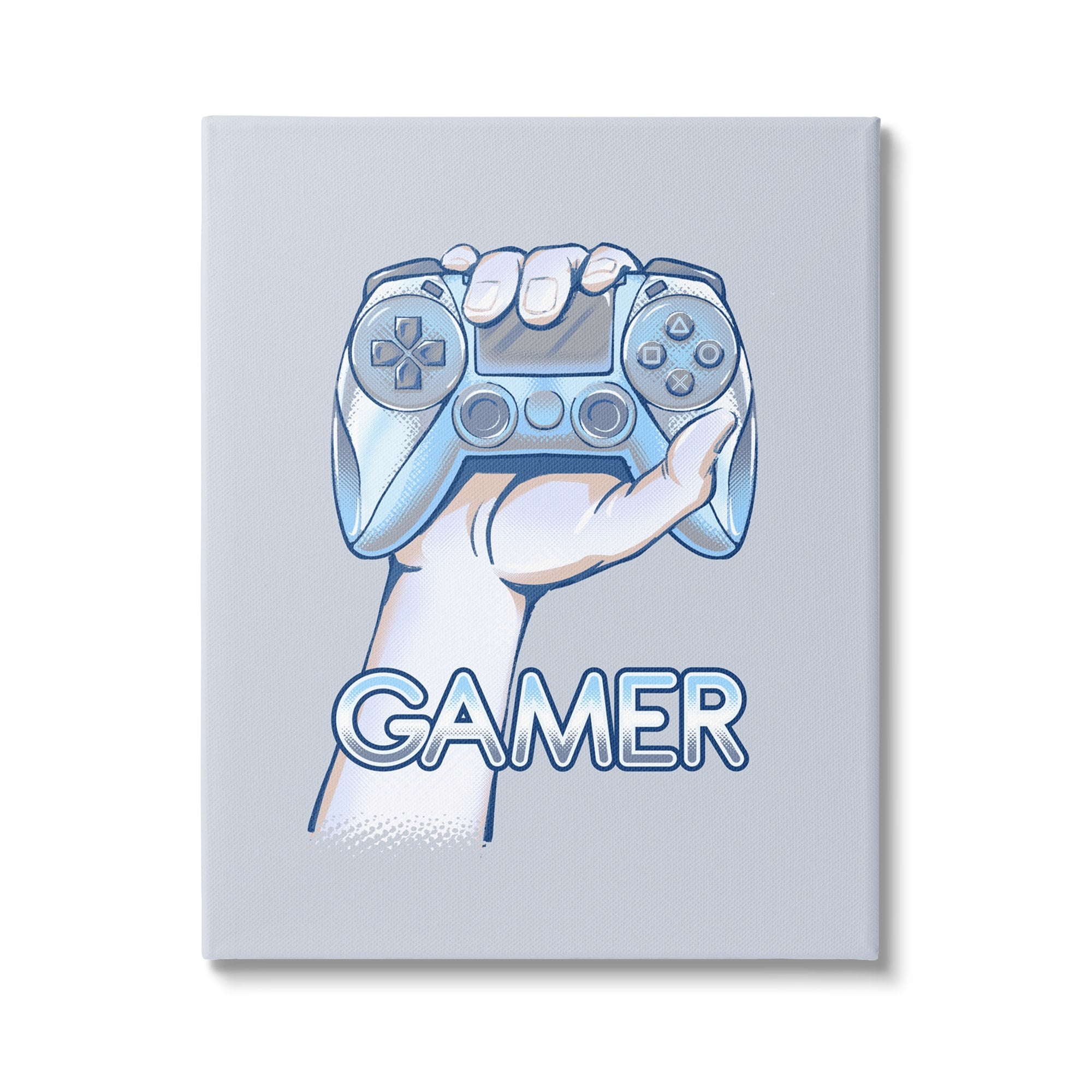 Stupell Industries Gamer Holding Blue Controller Video Games Illustration , 30 x 40, Design by Ziwei Li