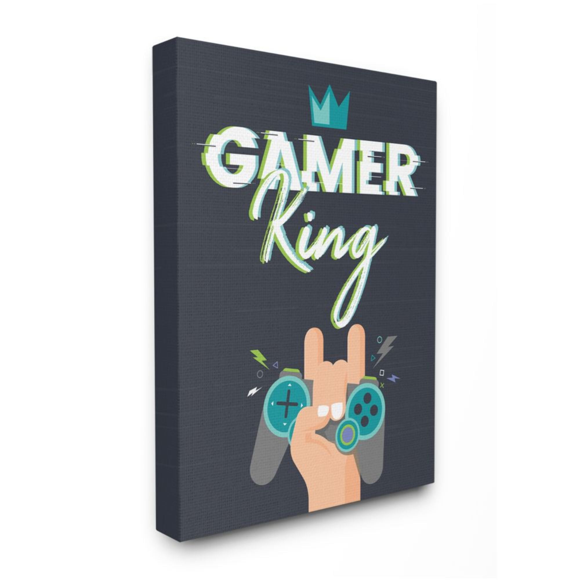 Stupell Industries Gamer King Phrase Boy's Video Game Hobby Design by Angela Nickeas, 36" x 48"