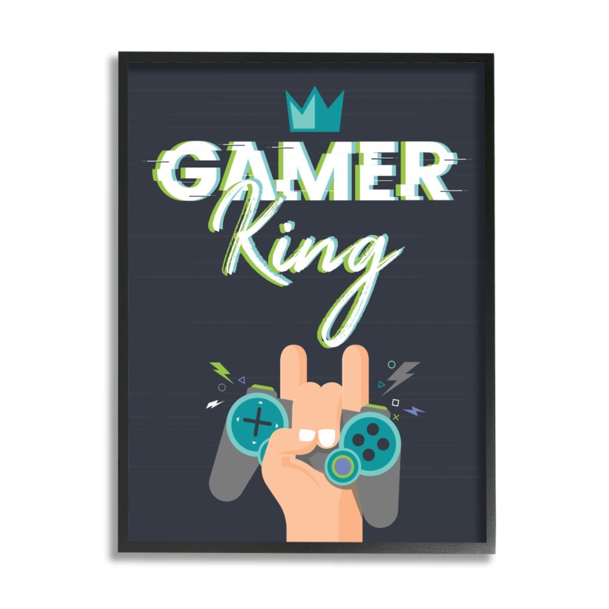 Stupell Industries Gamer King Phrase Boy's Video Game Hobby Design by Angela Nickeas