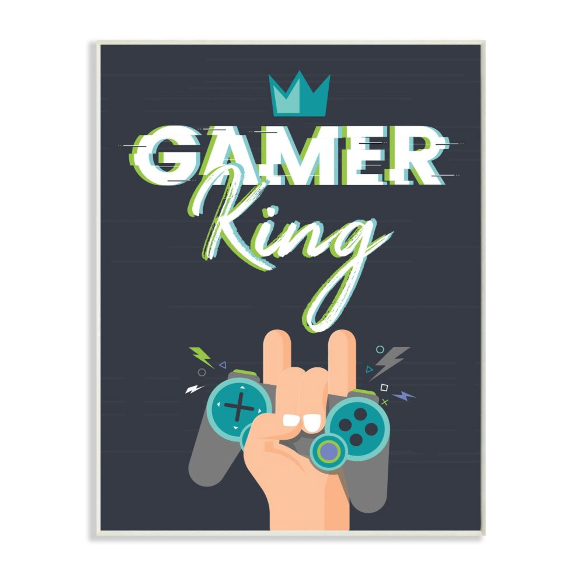 Stupell Industries Gamer King Phrase Boy's Video Game Hobby Design by Angela Nickeas