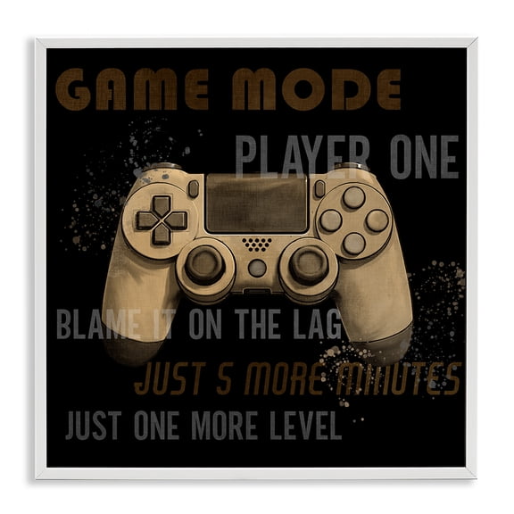 Stupell Industries Gamer Phrases Vintage Style Quotes and Sayings Painting White Framed Art Print Wall Art, 12 x 12