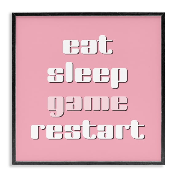 Stupell Industries Gamer Phrases on Pink Quotes and Sayings Painting Black Framed Art Print Wall Art, 24 x 24