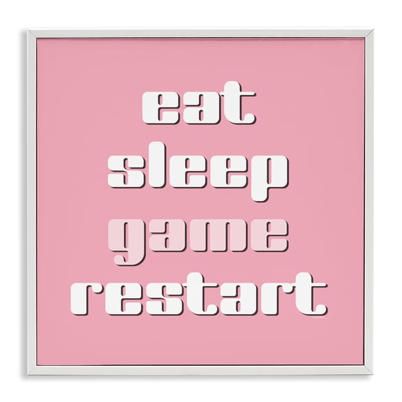 Stupell Industries Gamer Phrases on Pink Quotes and Sayings Painting White Framed Art Print Wall Art, 12 x 12