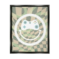 Stupell Industries Gamer Smile Patterned Abstract Painting Black Floater Framed Art Print Wall Art, 17 x 21
