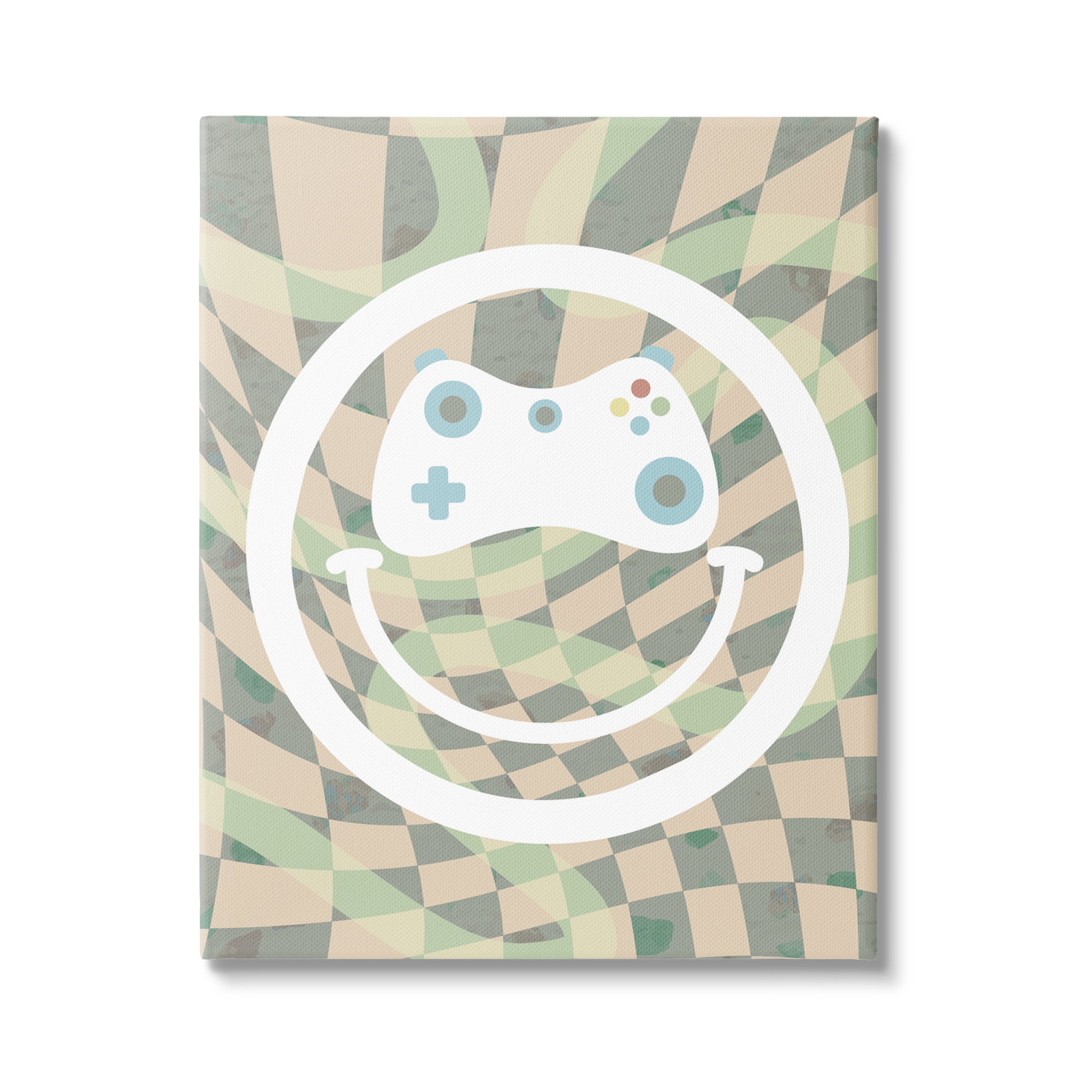 Stupell Industries Gamer Smile Patterned Abstract Painting Gallery Wrapped Canvas Print Wall Art, 24 x 30