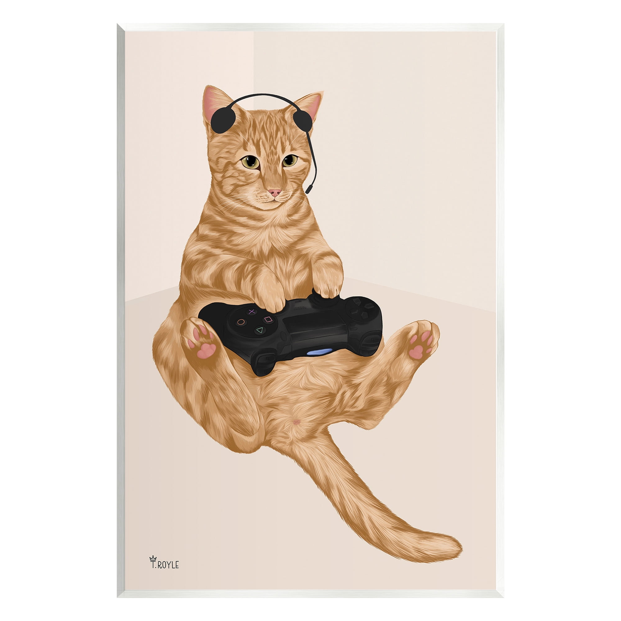 Stupell Industries Gamer Tabby Cat Animals & Insects Painting Unframed Art Print Wall Art, 13 x 19