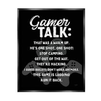Stupell Industries Gamer Talk Phrases Typography Painting Black Floater Framed Canvas Art Print Wall Art, 17 x 21