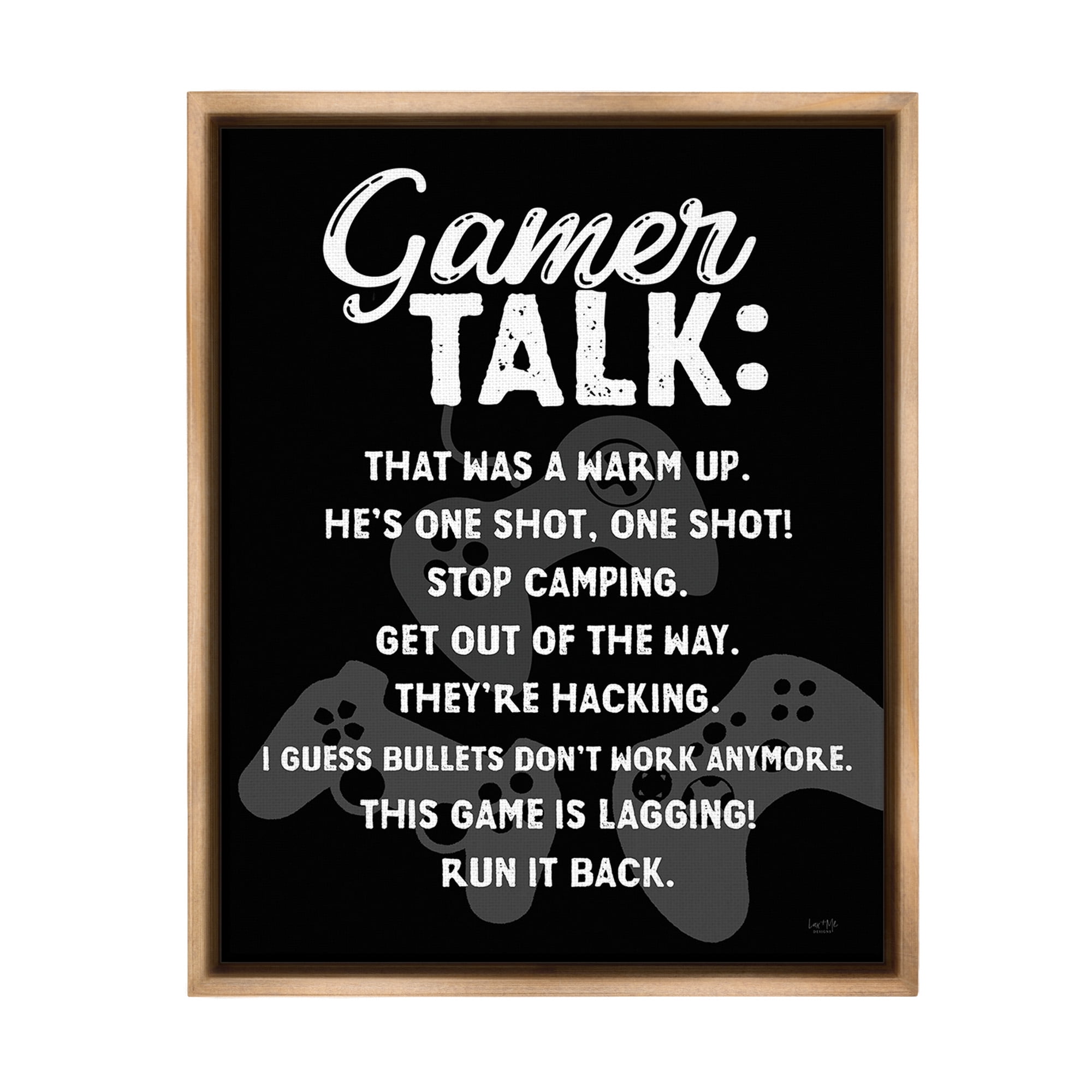 Stupell Industries Gamer Talk Phrases Typography Painting Brown Floater Framed Canvas Art Print Wall Art, 25 x 31
