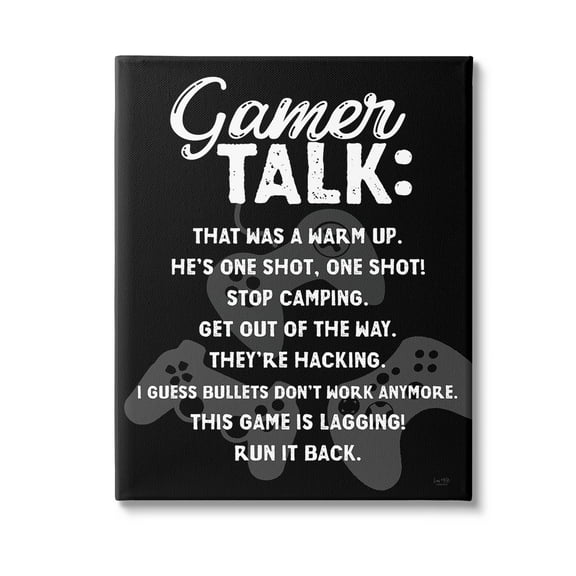 Stupell Industries Gamer Talk Phrases Typography Painting Gallery Wrapped Canvas Art Print Wall Art, 16 x 20