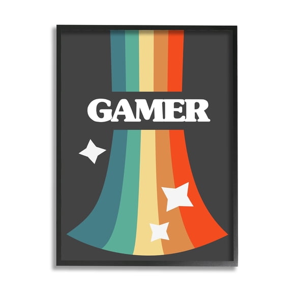 Stupell Industries Gamer Text Vintage Retro Rainbow Video Game Slang, 11 x 14, Design by Daphne Polselli