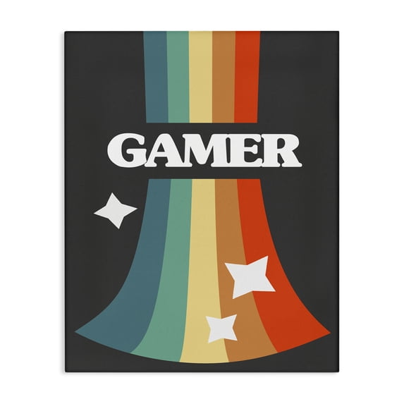 Stupell Industries Contemporary Gamer Text Vintage Retro Rainbow Video Game Slang Canvas Art, 16 x 20, by Lil' Rue