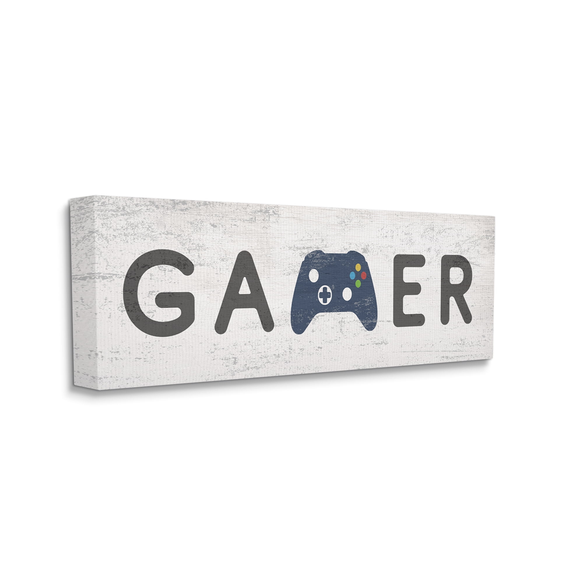 Stupell Industries Gamer Typography Kids' Video Game Controller Sign Beauty & Fashion Painting Gallery Wrapped Canvas Print Wall Art, 20 x 48