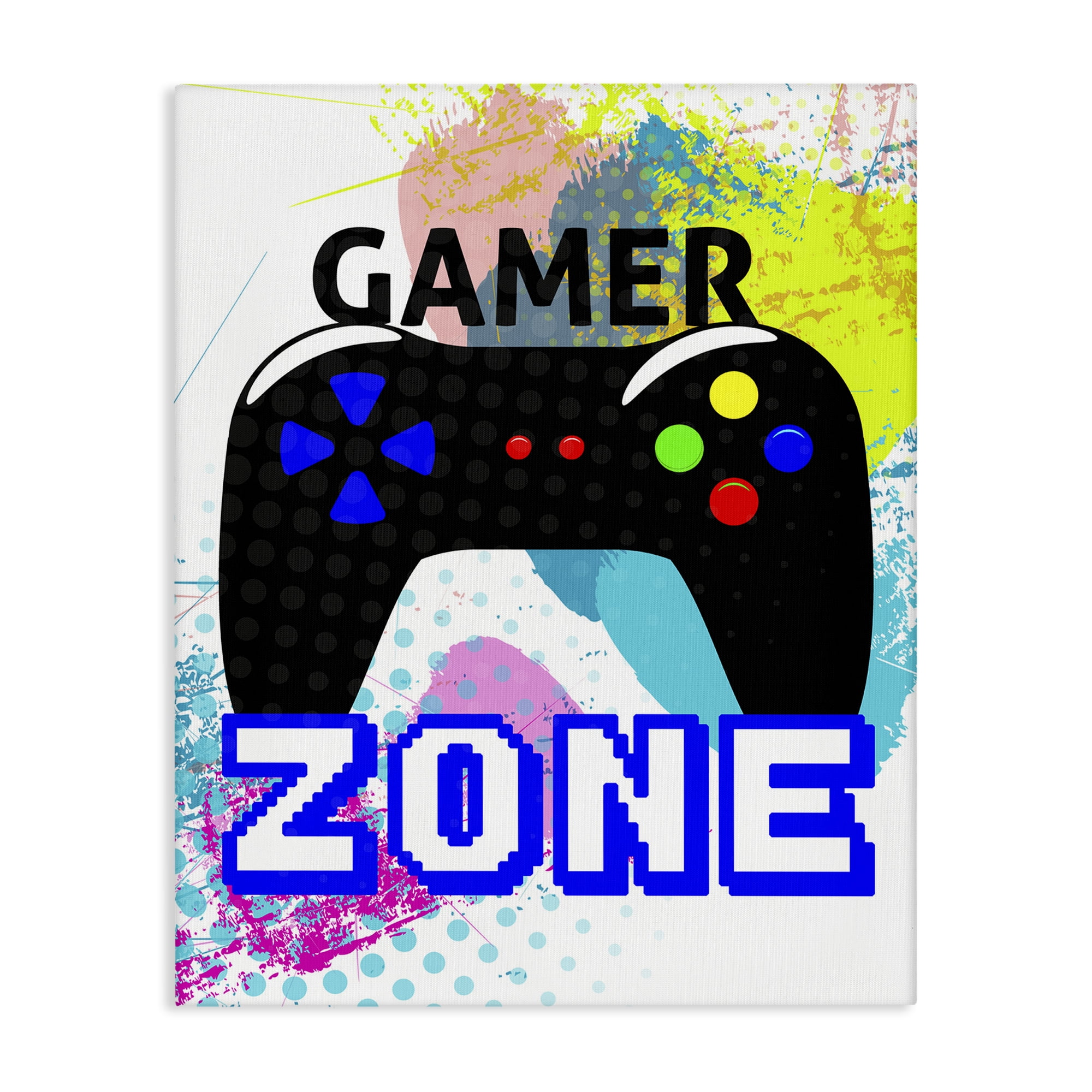 Stupell Industries Gamer Zone & Controller Typography Painting Gallery Wrapped Canvas Art Print Wall Art, 30 x 40