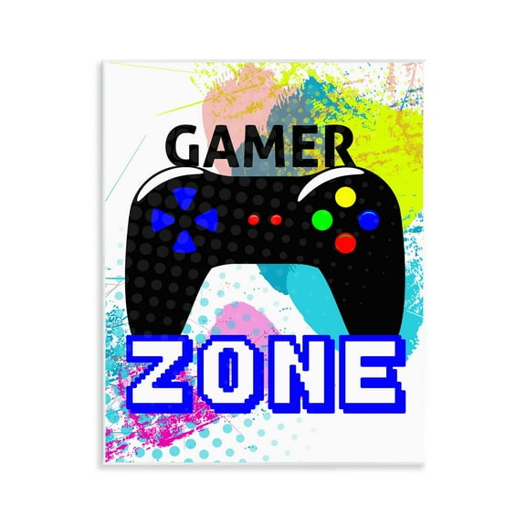 Stupell Industries Gamer Zone & Controller Typography Painting Unframed Art Print Wall Art, 11 x 14