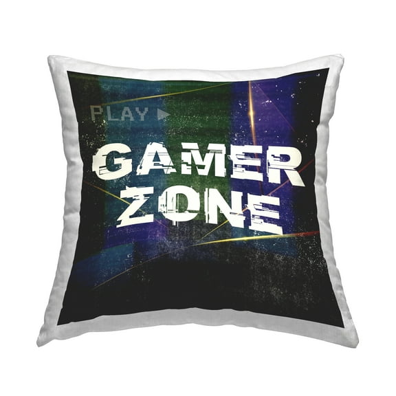 Stupell Industries Gamer Zone Cyber Phrase Square Decorative Printed Throw Pillow, 18 x 18