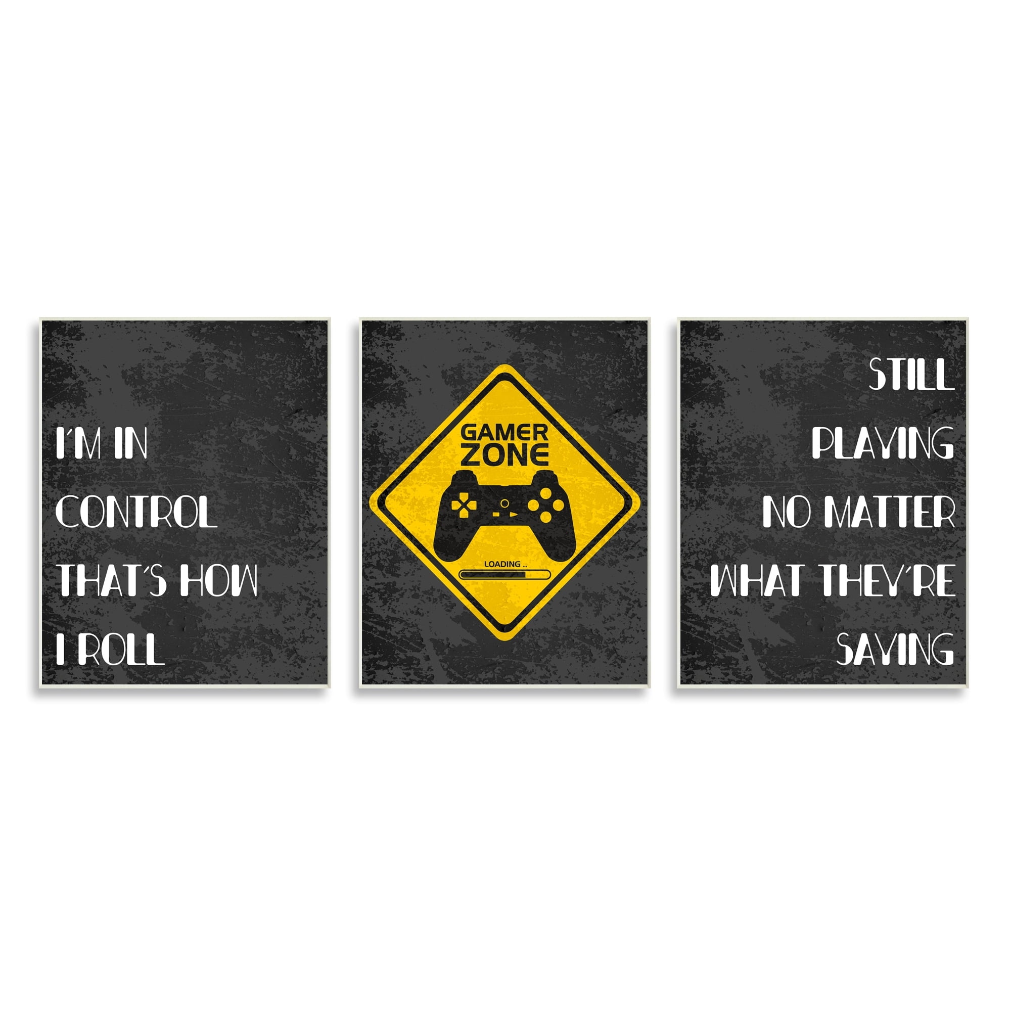 Stupell Industries Gamer Zone Road Sign Modern Video Game Phrases, 10 x 15, Design by Daphne Polselli