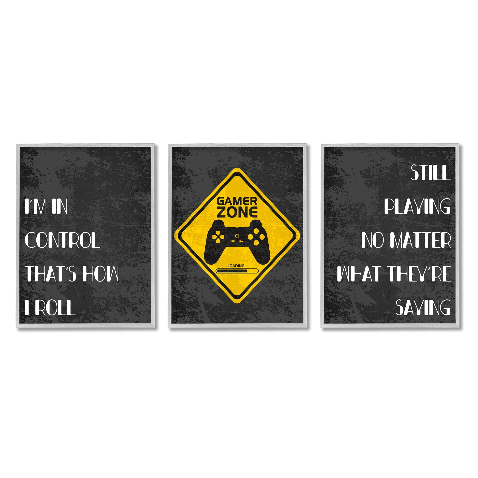 Stupell Industries Gamer Zone Road Sign Modern Video Game Phrases, 24 x 30, Design by Daphne Polselli