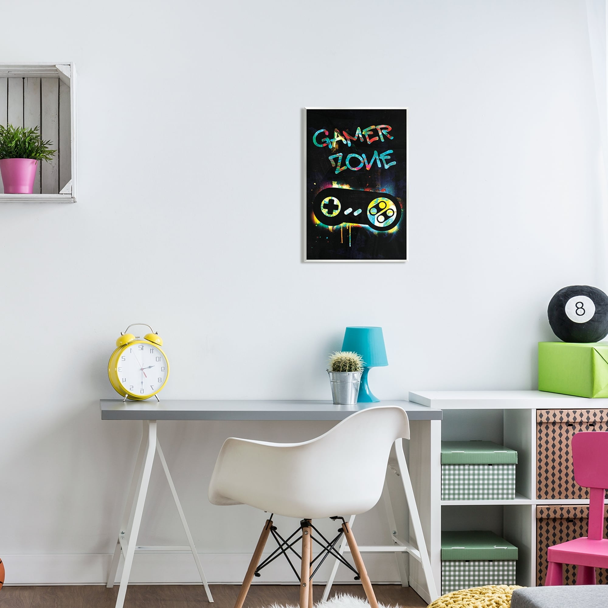 Stupell Industries Gamer Zone Vintage Controller Neon Paint Splatter Graphic Art Unframed Art Print Wall Art, Design by Victoria Barnes