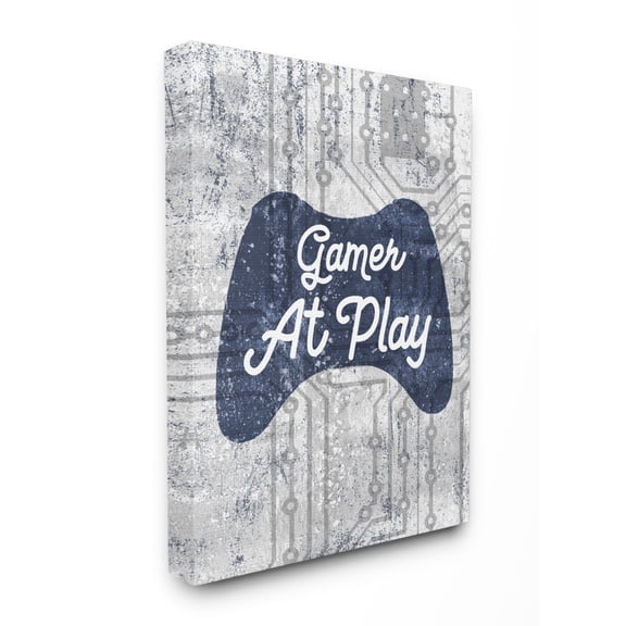Stupell Industries Gamer at Play Quote Video Game Technology Boys Canvas Wall Art Design by Daphne Polselli, 16" x 20"