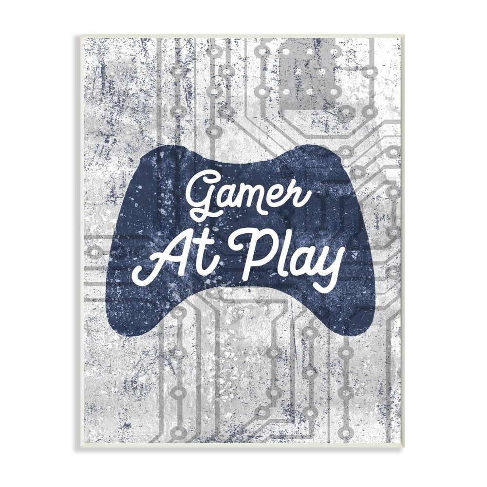 Stupell Industries Gamer at Play Quote Video Game Technology Boys Graphic Art Unframed Art Print Wall Art, 13x19, by Daphne Polselli