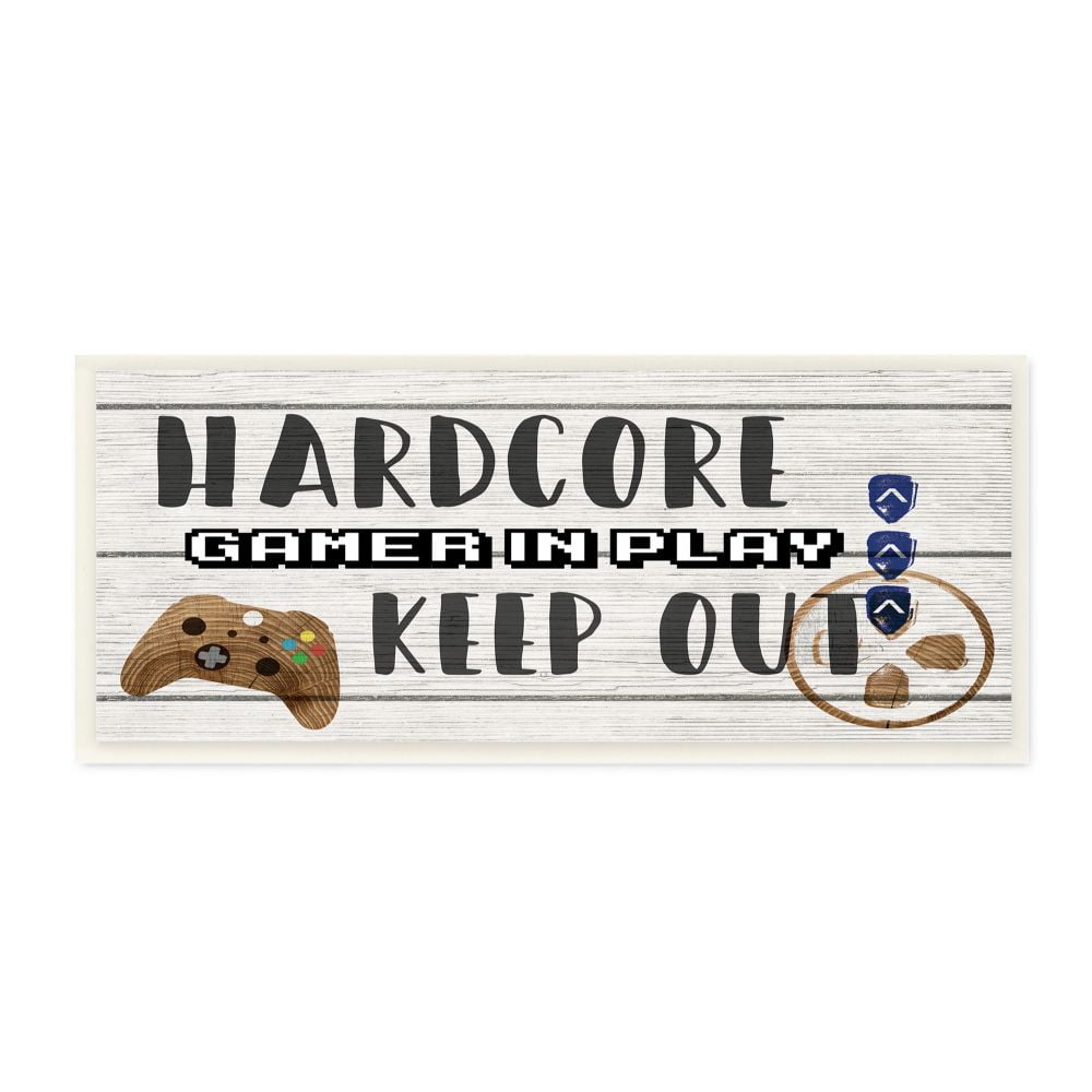 Rustic White and Black Gamer Wall Plaque Sign